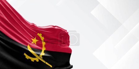 Angola Nationalflagge Stoff weht auf schönen weißen Hintergrund.