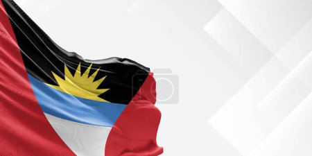 Antigua und Barbuda Nationalflagge Stoff weht auf schönen weißen Hintergrund.