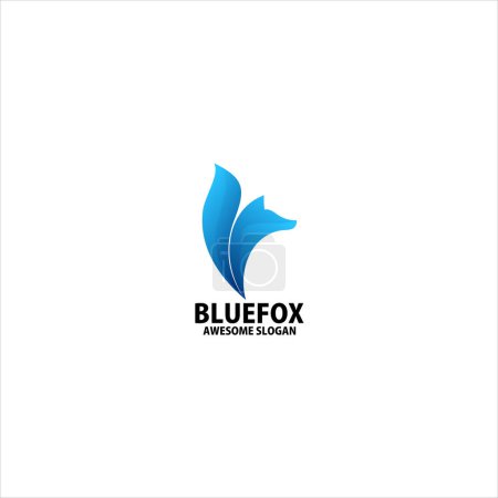Téléchargez les illustrations : Bleu loup logo design dégradé couleur - en licence libre de droit