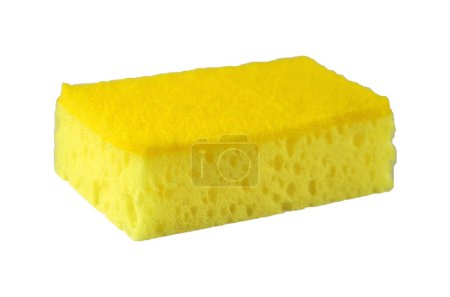 Photo for Yellow washing sponge for dishes isolated, side view - Royalty Free Image