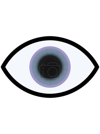Oeil bleu avec des taches violettes, icône avec un iris réaliste