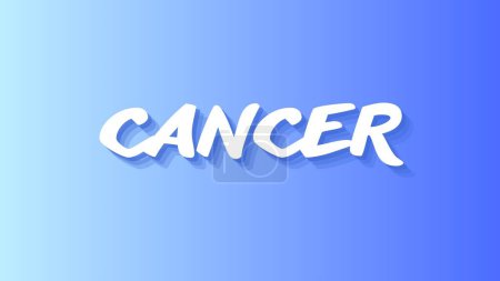 Cancer astrology (zodiac) sign illustration in blue and light blue colors, inscription
