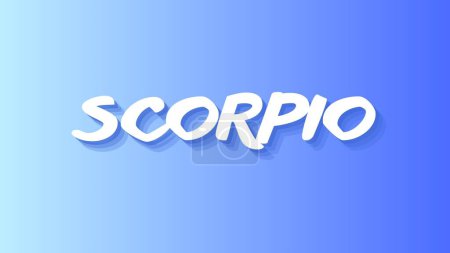 Scorpio astrology (zodiac) sign illustration in blue and light blue colors, inscription