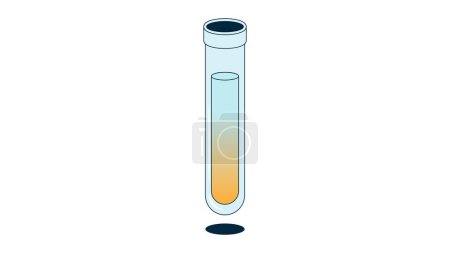 Téléchargez les photos : Tube à essai en verre rempli d'une fraction liquide et orange de sédiment (précipité) ; deux couches séparées d'une solution - en image libre de droit