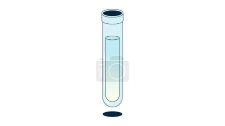 Tubo de ensayo de vidrio lleno de una fracción de sedimento líquido y blanco (precipitado); dos capas separadas de una solución
