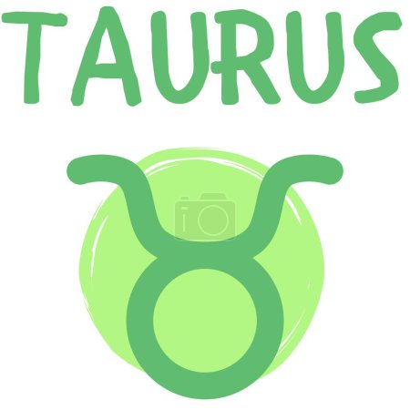 Taurus astrology (zodiac) sign in green and light green colours, signed icon (picture)