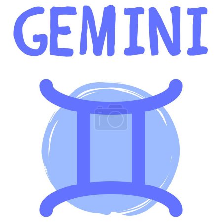 Gemini astrology (zodiac) sign in violet and purple colours, signed icon (picture)