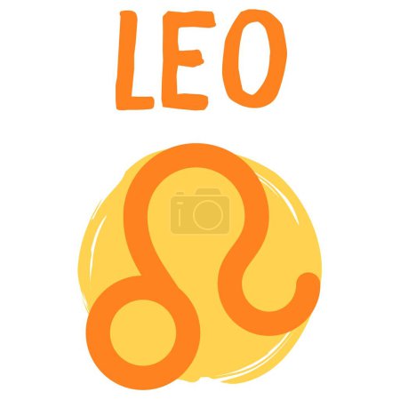 Leo astrology (zodiac) sign in orange and yellow colours, signed icon (picture)