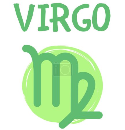 Jungfrau-Astrologie (Tierkreis) -Zeichen in grünen und hellgrünen Farben, unterschriebenes Symbol (Bild))