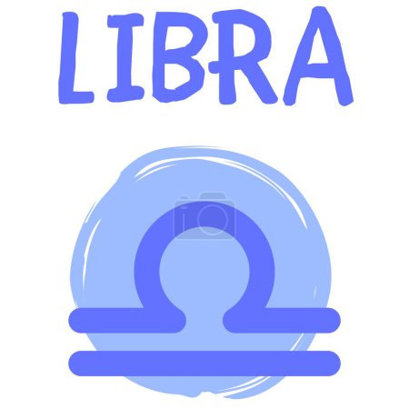 Libra astrology (zodiac) sign in violet and purple colours, signed icon (picture) on a white background