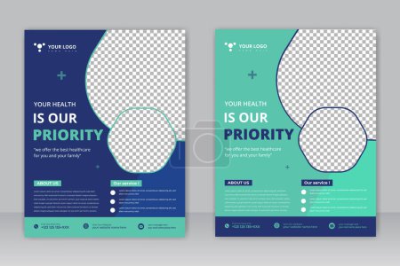 Illustration for Healthcare cover a4 template design and flat icons for a report and medical brochure design, flyer, leaflets decoration for printing and presentation vector. - Royalty Free Image