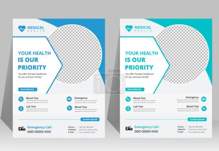 Illustration for Healthcare cover a4 template design and flat icons for a report and medical brochure design, flyer, leaflets decoration for printing and presentation vector. - Royalty Free Image