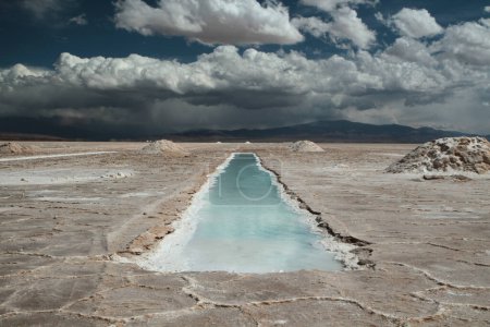 Photo for View of the salt lake in valley and cloudy sky - Royalty Free Image