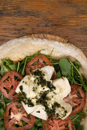 Photo for Pizza with arugula, mozzarella and tomatoes - Royalty Free Image