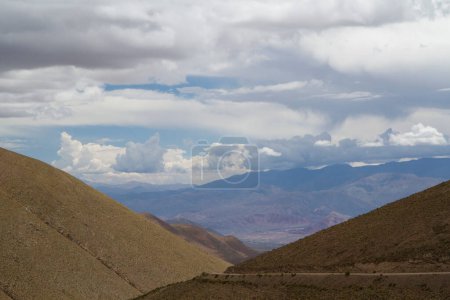 Photo for Panorama view of beautiful mountains under scenic blue sky with clouds. - Royalty Free Image