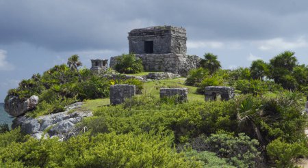 Photo for Ancient civilization. The God of Winds Maya temple ruin of Tulum along the Caribbean Sea, Quintana Roo, Yucatan, Mexico. - Royalty Free Image
