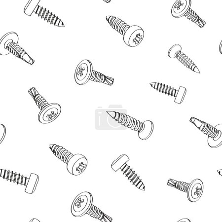 screw, bolt, nut washer seamless pattern Vector illustration