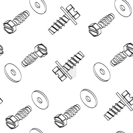 screw, washer seamless pattern Vector illustration
