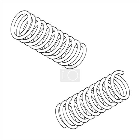 round spring made of steel wire, different view, free ends , thick wire