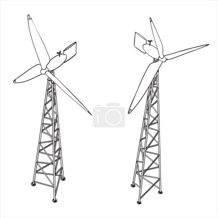 moulin à vent sur trépied vert énergie de la nature, certaines vues