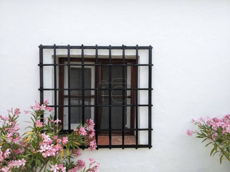 Photo for Window with typical Spanish Mediterranean iron grille. - Royalty Free Image