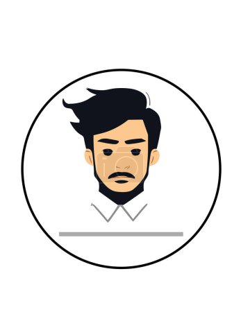 Téléchargez les illustrations : Illustration vectorielle plate de L'homme aux cheveux volants fantaisie avec poils du visage - en licence libre de droit