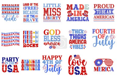 Illustration for 4th of july quotes, 4th july bundle svg - Royalty Free Image