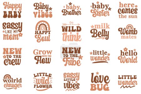 Illustration for Hand lettering typography boho baby Bundle  illustration vector - Royalty Free Image
