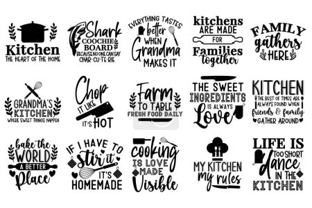 Hand lettering typography Cutting Board Bundle  illustration vector