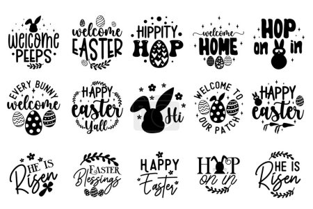 Illustration for Hand lettering typography Easter Round Door Sign Bundle  illustration vector - Royalty Free Image