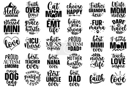  Hand lettering typography Mother day Bundle Illustration vector