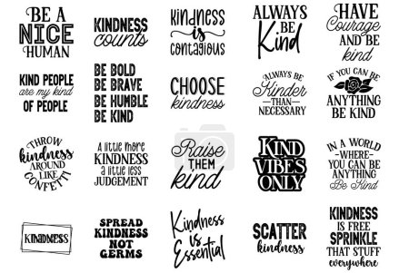 Illustration for Hand lettering typography kindness Bundle Illustration vector - Royalty Free Image