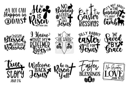 Tipografía de letras a mano Retro Easter Bundle Ilustración vector