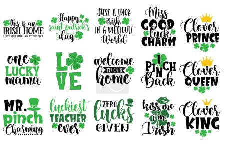 Illustration for Hand lettering typography St Patrick's Day Bundle Illustration line art vector - Royalty Free Image