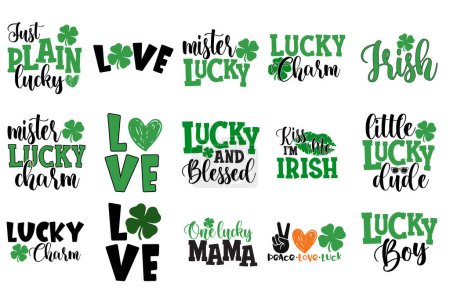 Ilustración de Tipografía de letras a mano St Patrick 's Day Bundle Ilustración línea arte vector - Imagen libre de derechos