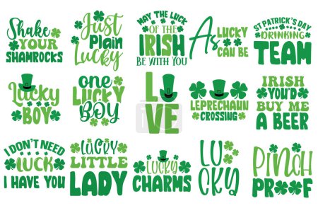 Illustration for Hand lettering typography St Patricks Day Bundle Illustration line art vector - Royalty Free Image