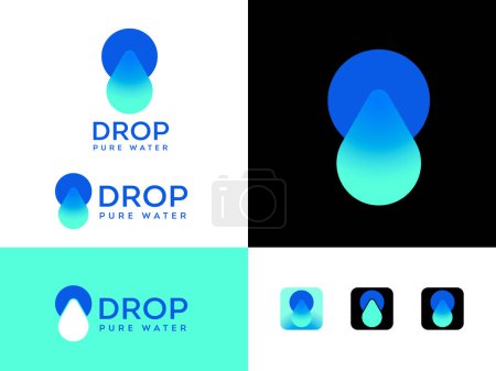 Ilustración de Drop icon. Water drop emblem in the glassmorphism style. Clear water and clean environment symbol. - Imagen libre de derechos