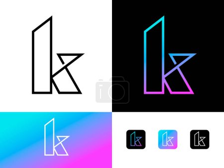 Téléchargez les illustrations : K letter. K monogram consists of intertwined thin lines. Identity, corporate style. - en licence libre de droit