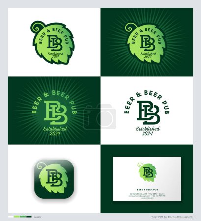 Beer and beer logo. Badge as Hop Cone and double B monogram icon.