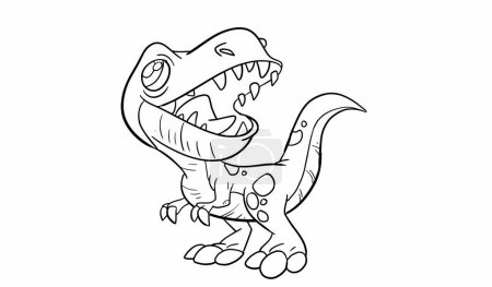 Caricature tyrannosaure livre de coloriage. Illustration vectorielle de contour pour livre à colorier. icône de feuille vectorielle