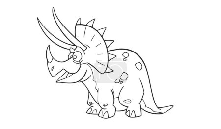 Téléchargez les illustrations : Coloriages Triceratops. Dinosaure cornu préhistorique styracosaure, livre à colorier. - en licence libre de droit