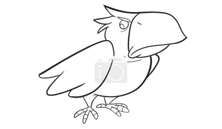 Illustration for Wicked crow for hallowen party coloring pages. Halloween coloring page with spooky objects, hand drawn cute Halloween coloring sheet. Doodle style. Outline vector illustration for coloring book. - Royalty Free Image