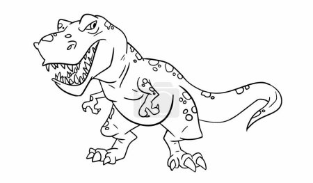 Illustration for Cartoon tyrannosaurus coloring book. Outline vector illustration for coloring book. Vector sheet icon - Royalty Free Image