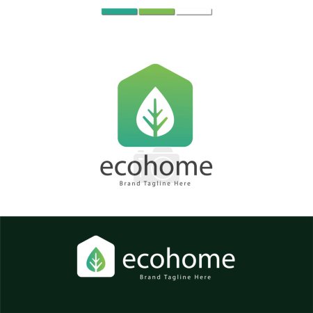 Téléchargez les illustrations : Modèle de conception de logo simple Ecohome, concept de conception de logo moderne avec maison et feuilles, adapté à la marque de logo d'entreprise et d'entreprise - en licence libre de droit