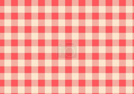 Illustration for Red checkered fabric with crossed patterns On a yellow background, designed for tablecloths, blankets, curtains, garments, gingham. - Royalty Free Image