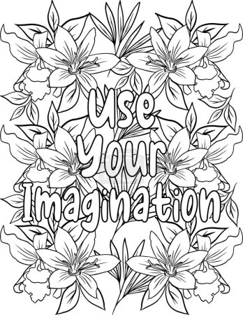 Página para colorear floral con una cita de afirmación para motivación e inspiración