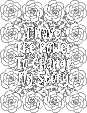 Photo for Floral Coloring Page for Kids and Adults with An Inspiring Quote for Self Love, Self Care, and Self Improvement - Royalty Free Image