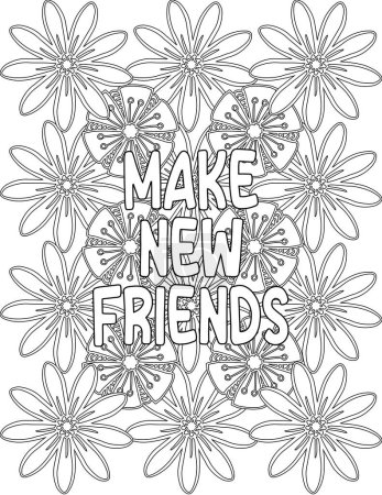 Photo for Motivational Floral Coloring Page for Motivation, Inspiration, Success, and Self Improvement for Adults and Kids - Royalty Free Image