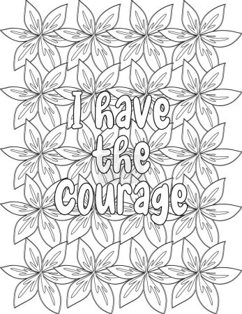 Página para colorear floral motivacional para la motivación, la inspiración, el éxito y la mejora personal para adultos y niños