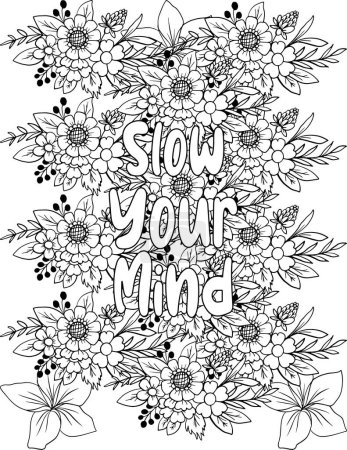Foto de Página para colorear floral con una cita de afirmación para motivación e inspiración - Imagen libre de derechos